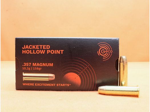 GECO	 Patrone .357Magnum GECO 158grs JHP (2317721) VE 50 Patronen/ 10,2g Hohlspitz (mit Sollbruchstellen)