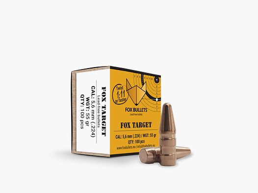 Fox Bullets Target .224 3,6 g / 55 gr proiettili senza piombo – 100 pezzi