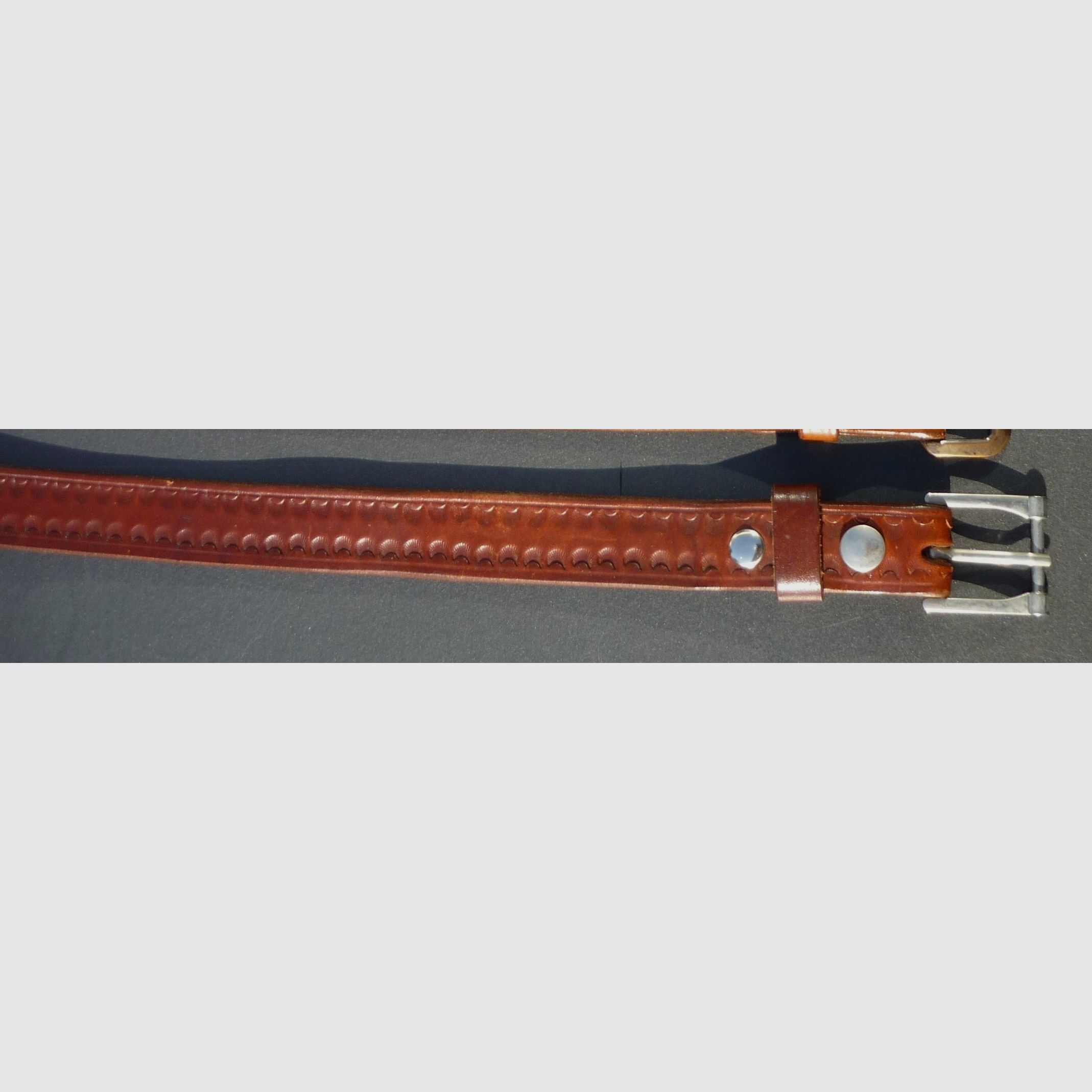 HKDesign Art. No. 010 Belt - 30 mm wide with edge strike pattern, total length 111 cm, with monogram EK therefore = 2nd choice, image 1 of 5
