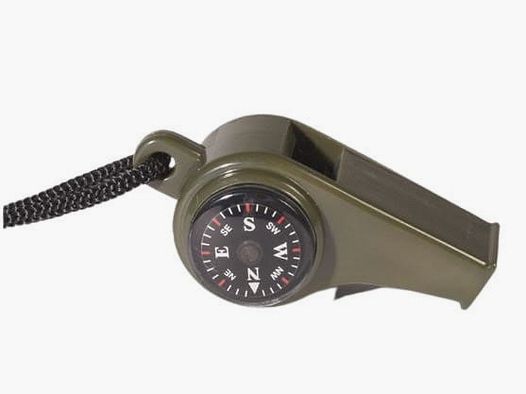 MIL-TEC signaalfluitje met kompas en thermometer