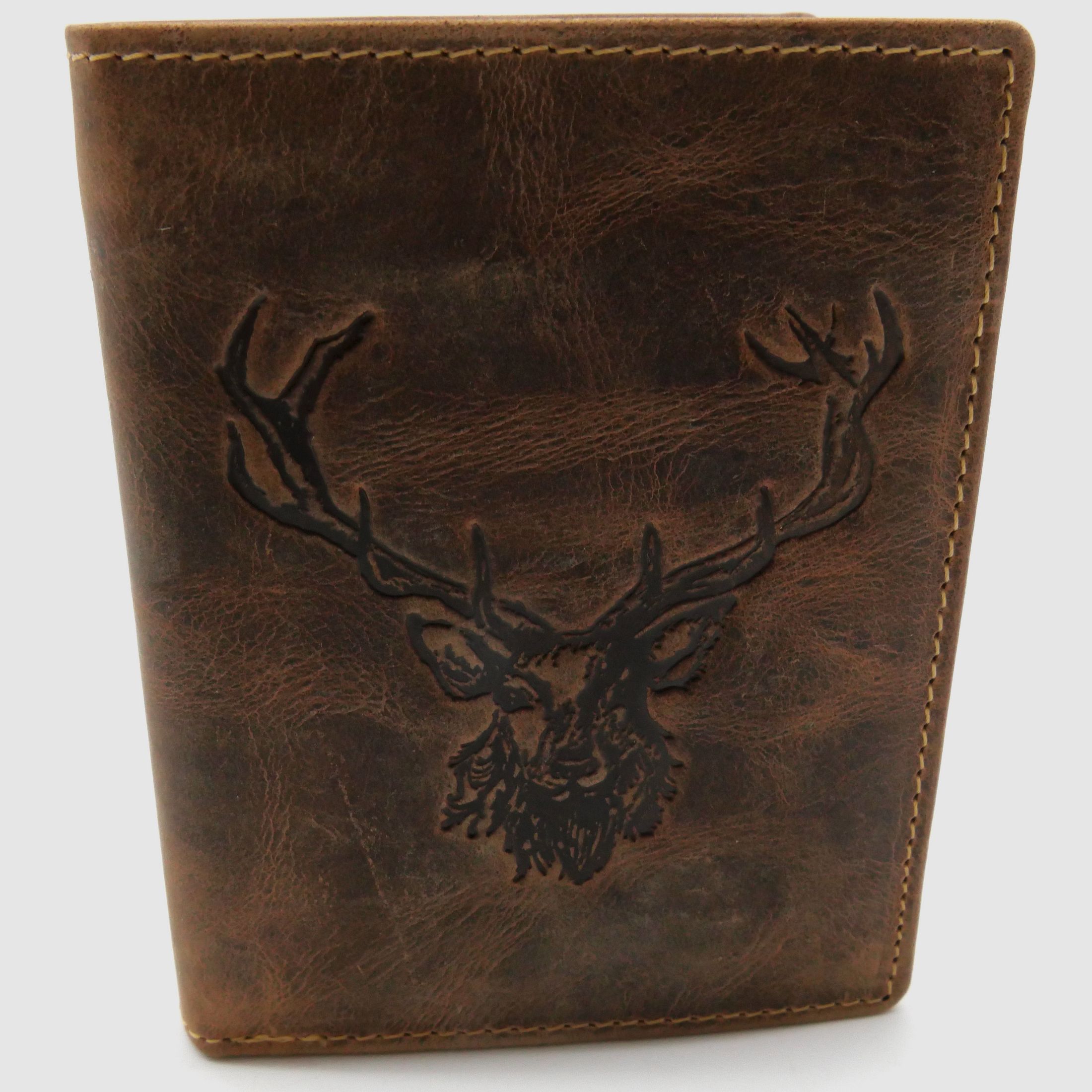 Greenburry Leder Geldbörse braun Vintage Animal Collection Hirschkopf Royal Stag 1701-RS-25