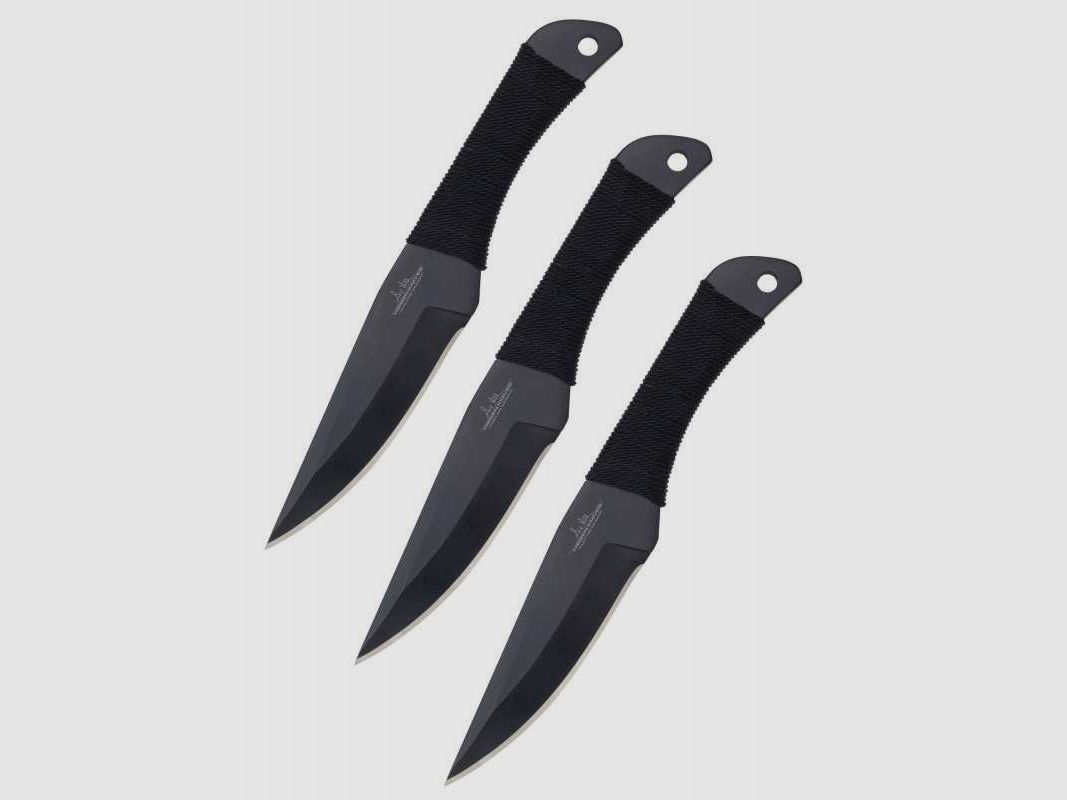 United Cutlery Gil Hibben 3er Wurfmesser Set mit Kordelgriff schwarz