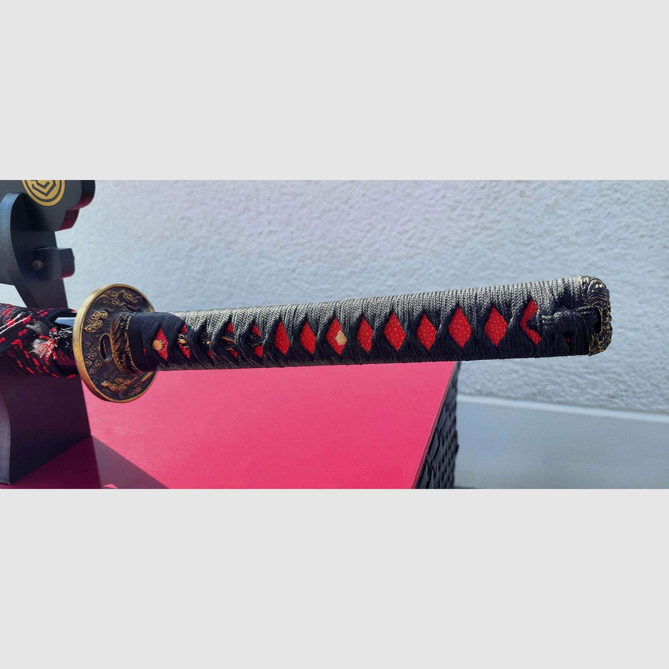 Katana Toshiro Tenryu, schwarz, mit eingraviertem Drachen auf Saya