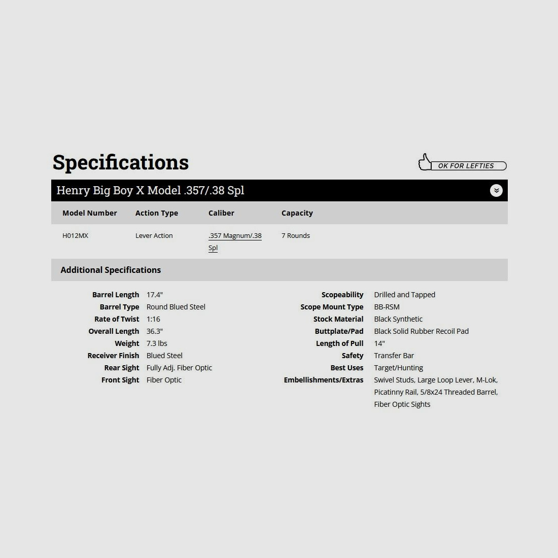 HENRY REPEATING ARMS BIG BOY X MODEL
