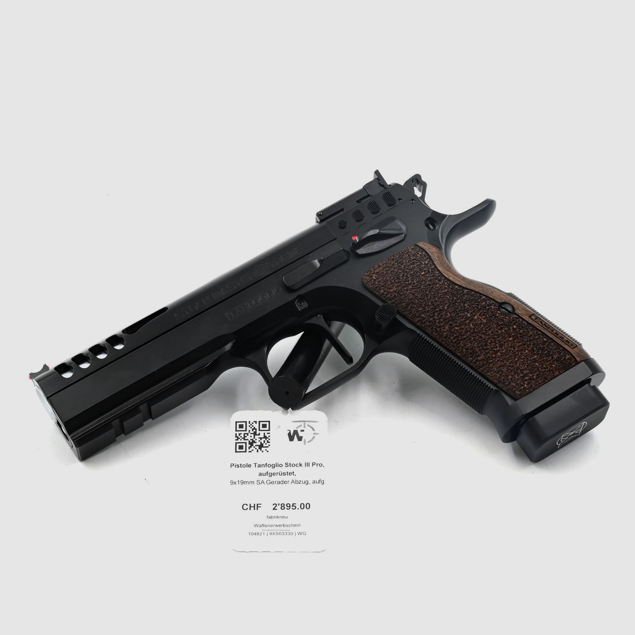 Pistole Tanfoglio Stock III Pro, aufgerüstet, 9×19, SA, Gerader Abzug, Bull Barrel, Bild 1 von 2