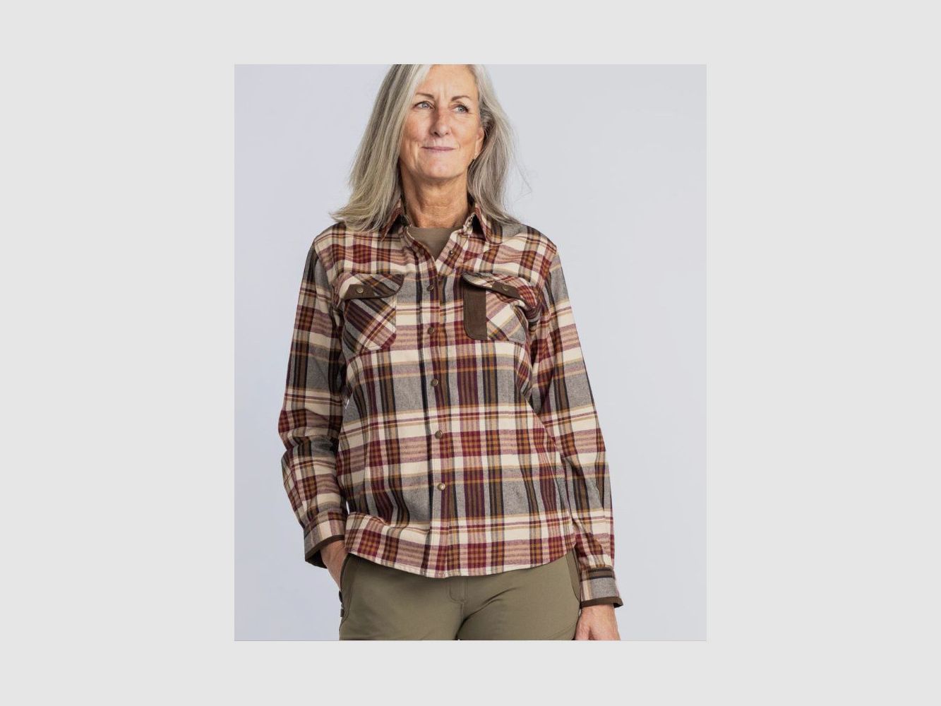 PRESTWICK EXCLUSIVE WOMEN'S SHIRT BORDEAUX / BEIGE 34280, image 2 of 2