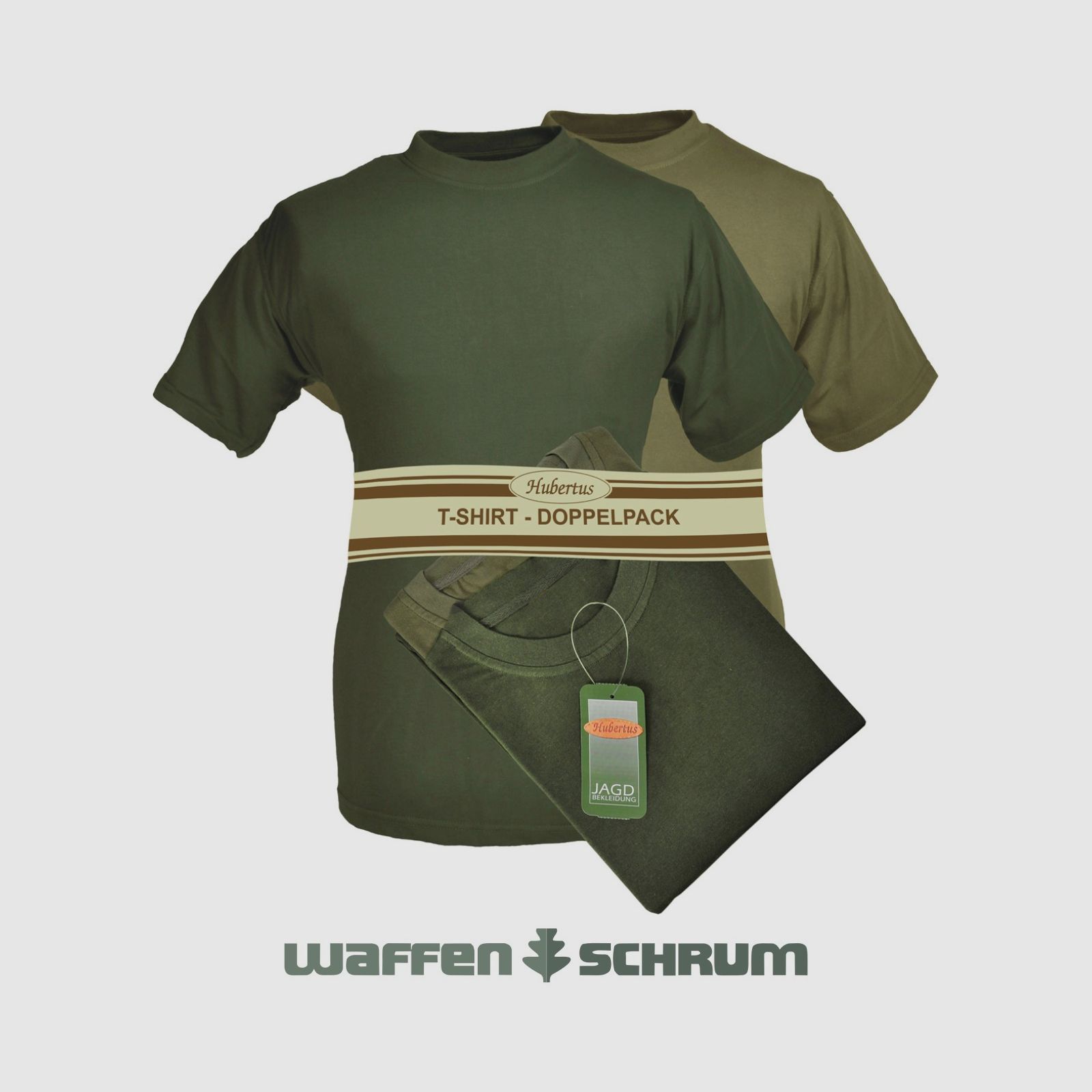 Hubertus T-Shirt Doppelpack Oliv / Schilf