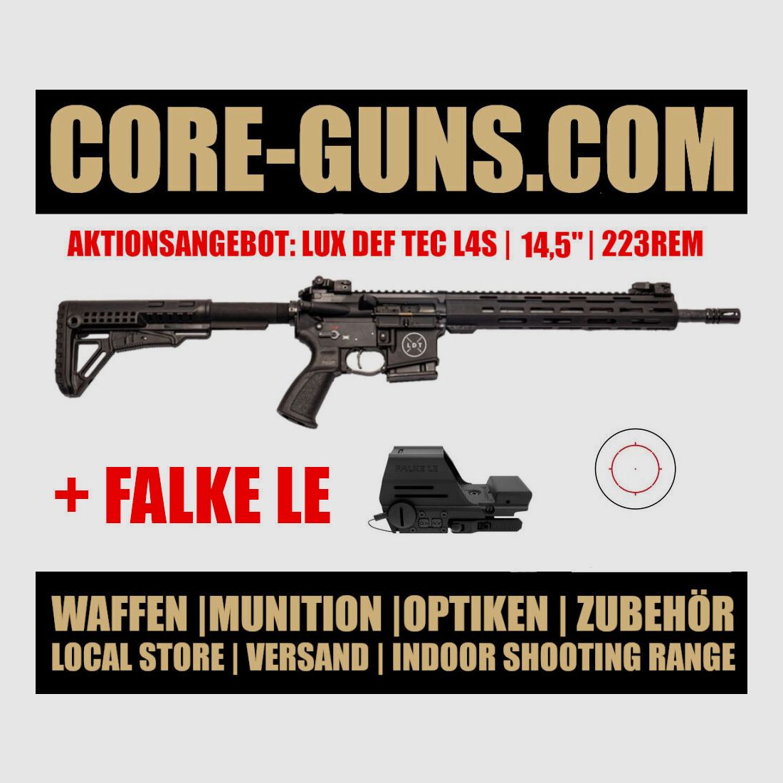 Lux Def Tec LDT L4 AR15 Selbstladebüchse 14,5" Kaliber 223Rem AKTION inkl. Falke LE - sofort verfügbar