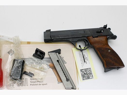 Pistole Erma ESP 85A Kal. .22lfB mit 2tem Magazin, Gewicht, Anschussbild .22lr