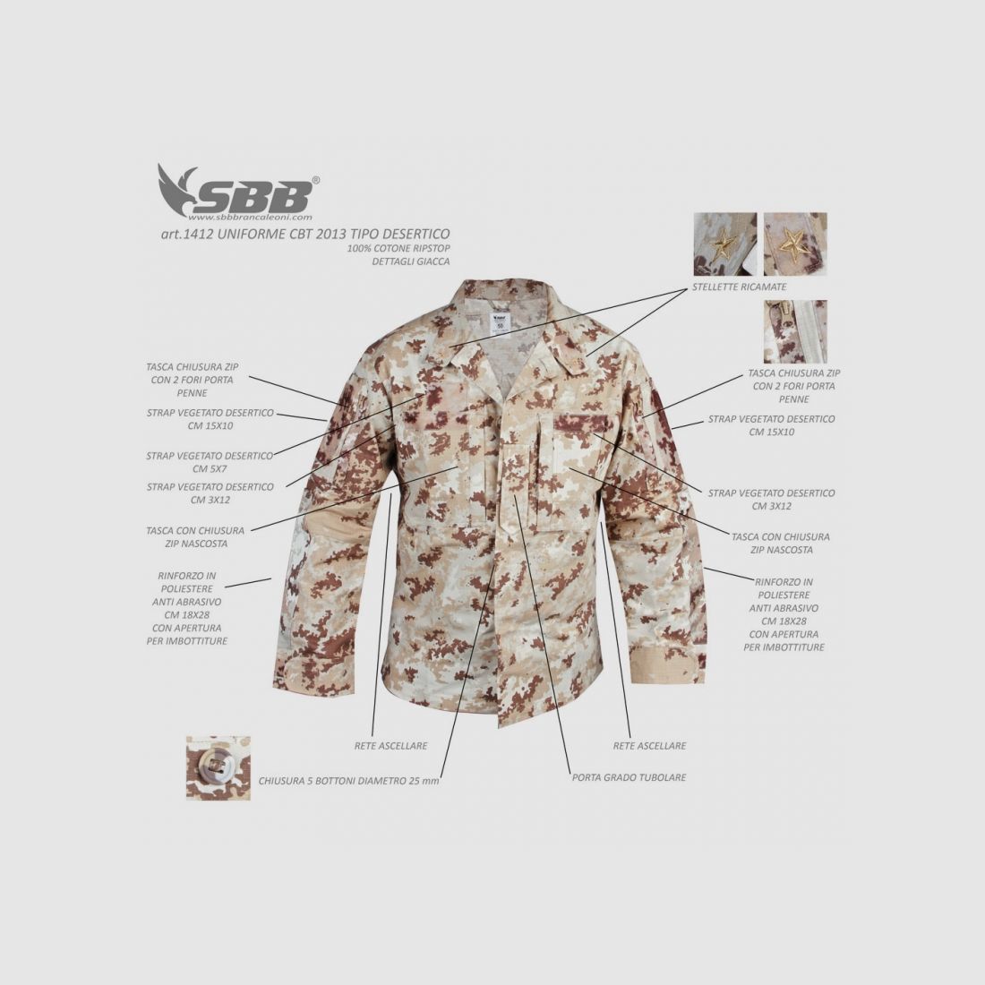 SBB Uniforme CBT 100% katoen DESERTICA mod.2019, afbeelding 2 van 5