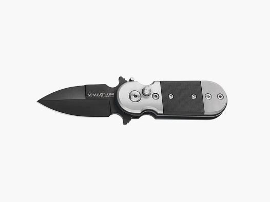 Couteau Black Lightning - Lame 440A 50mm - Manche G10/Acier Noir et Gris