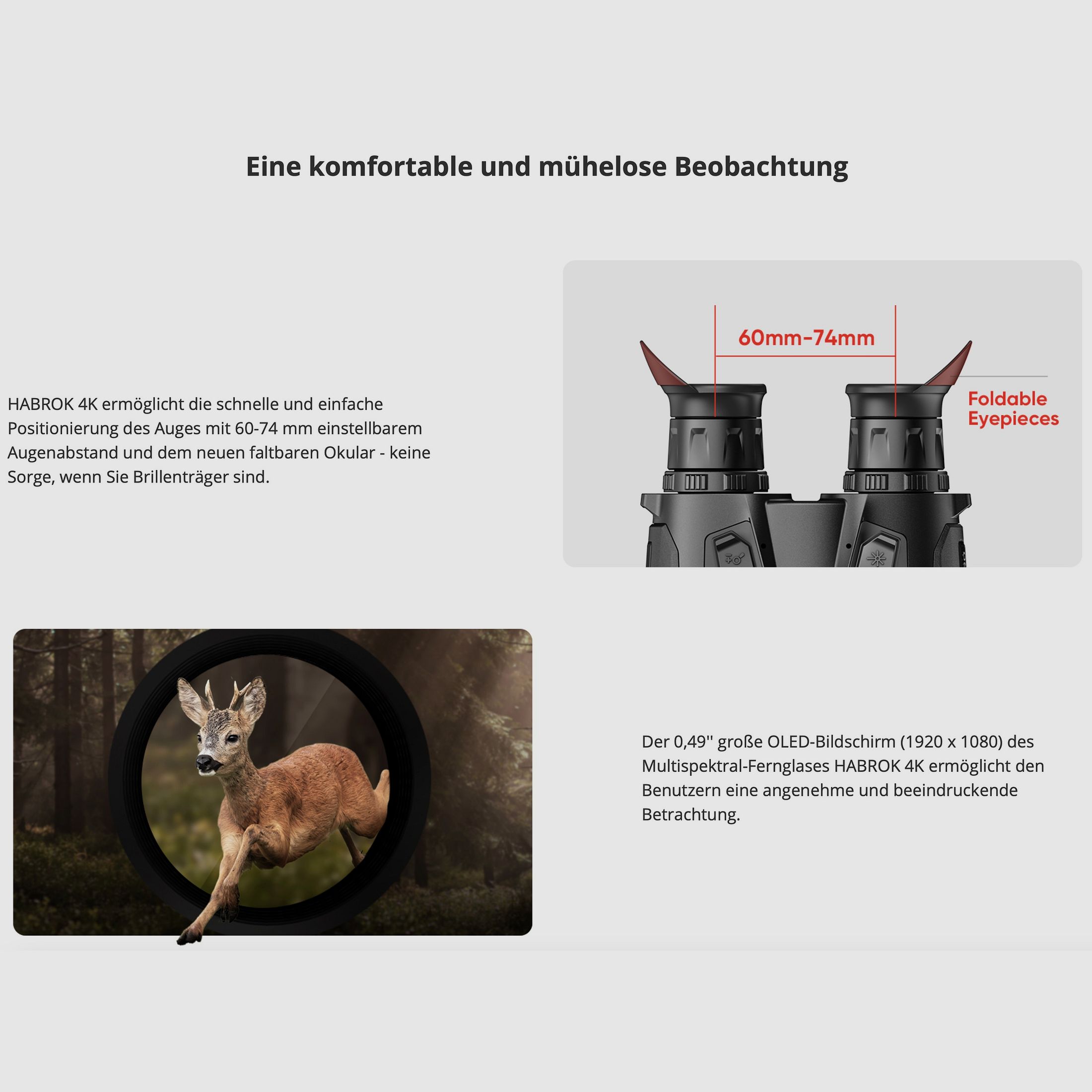 Hikmicro Binocular Habrok 4K HE25LN 5.5-22x60 Wärmebild/Nachtsicht/Digitalkamera 940Nm 1920 x 1080