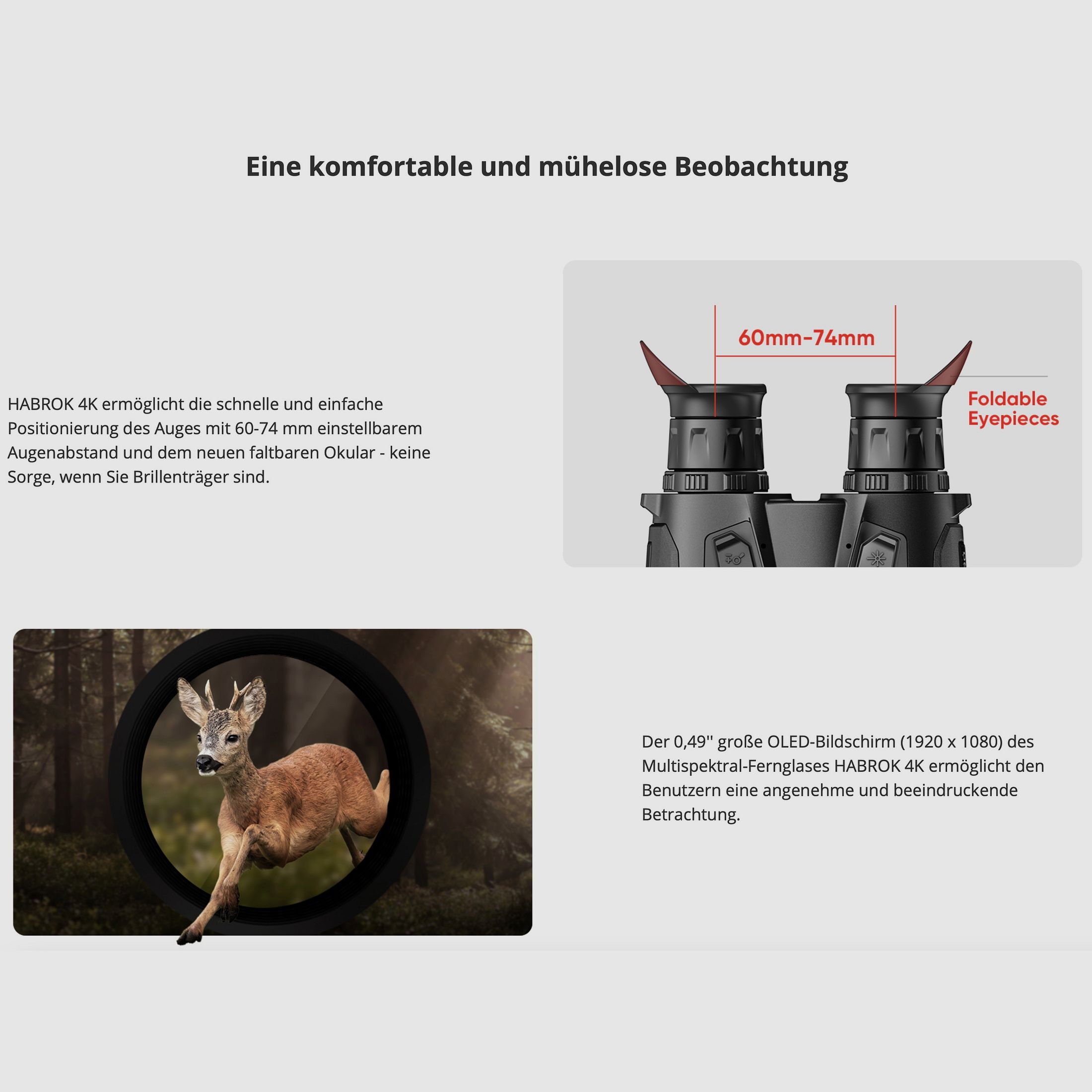 Hikmicro Binocular Habrok 4K HE25LN 5.5-22x60 Wärmebild/Nachtsicht/Digitalkamera 940Nm 1920 x 1080