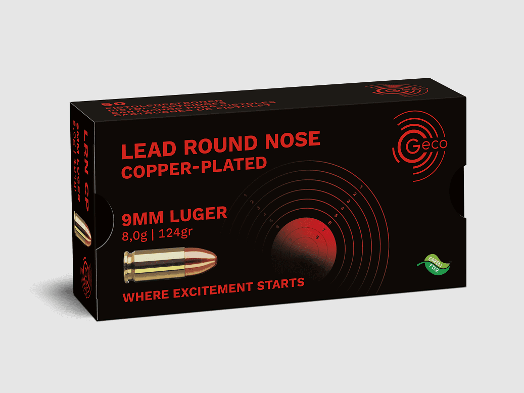 Geco 9mm Luger Lead Round Nose Copper Plated 124 gr. Superclean Sintox - 50 pcs.