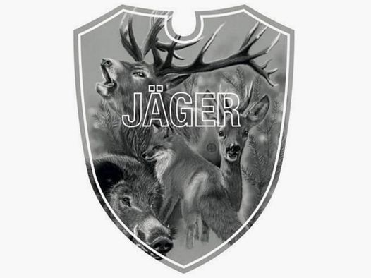 Dualoptik Autoschild Jäger monochrom