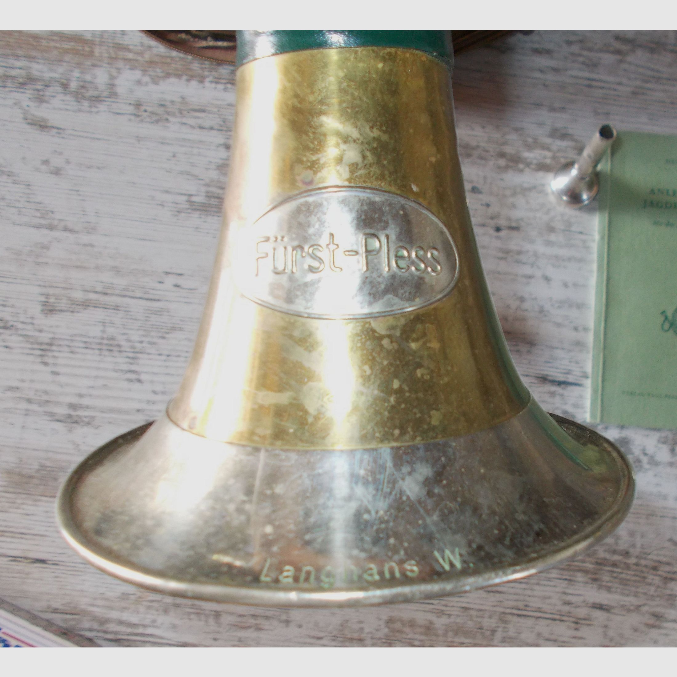 3x Jagdhorn Taschenjagdhorn Fürst Pless ALT aus Nachlass