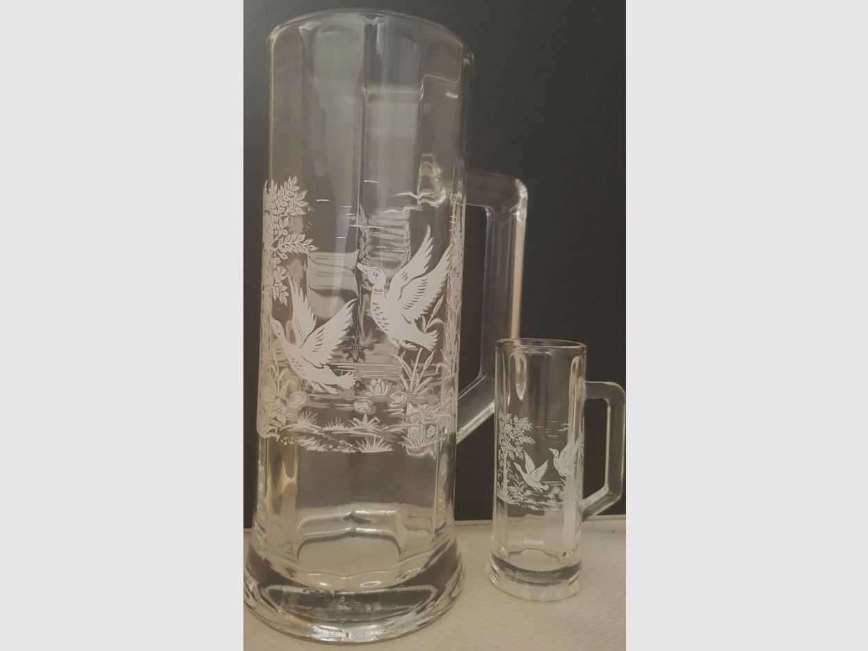 Glasseidel mit Stamper, Motiv Ente