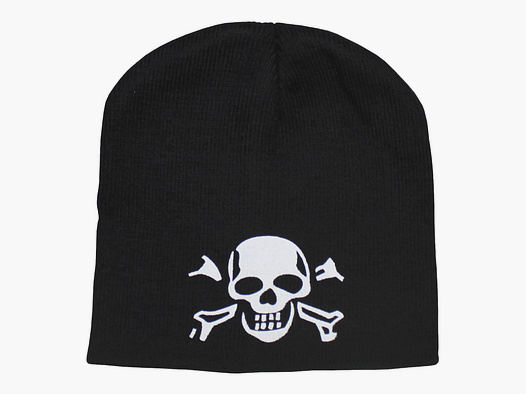 Unbekannt Strickmütze Beanie mit Totenkopf schwarz