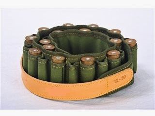 VENTURINI CARTRIDGE HOLDER IN LINED FABRIC CAL.28 - 30 CELLS WITH COWHIDE ATTACHMENT