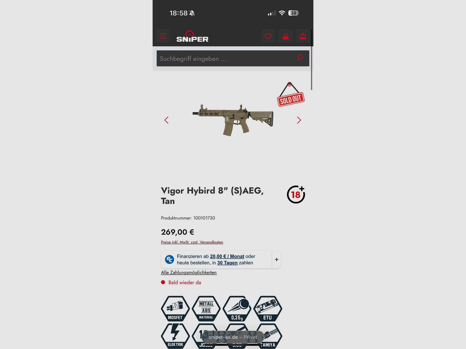 Vigor Hybird 8" (S)AEG, Tan