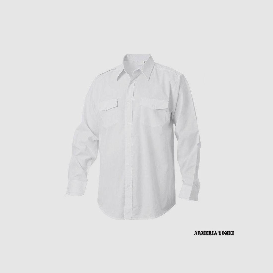 CHEMISE MILITAIRE BLANCHE À MANCHES LONGUES AVEC ÉPAULETTES