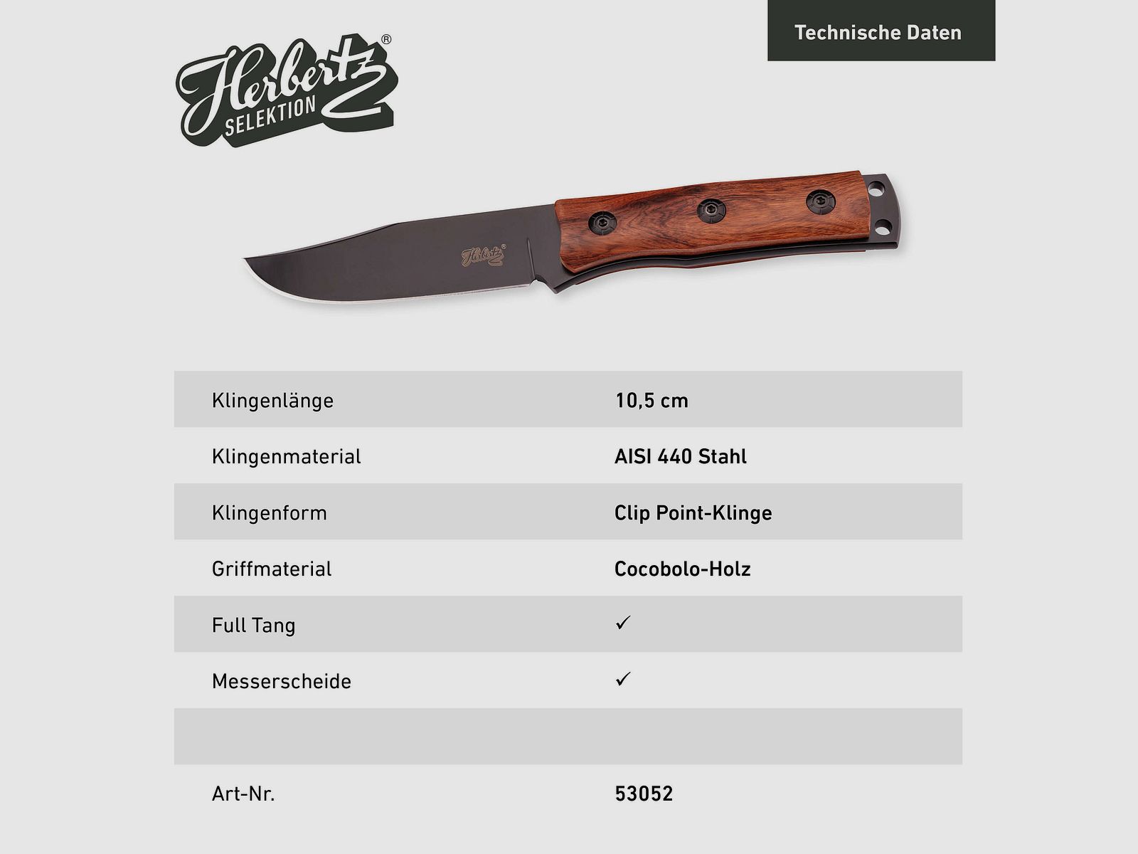 Herbertz Feststehendes Messer Cocobolo-Holz, Bild 3 von 6