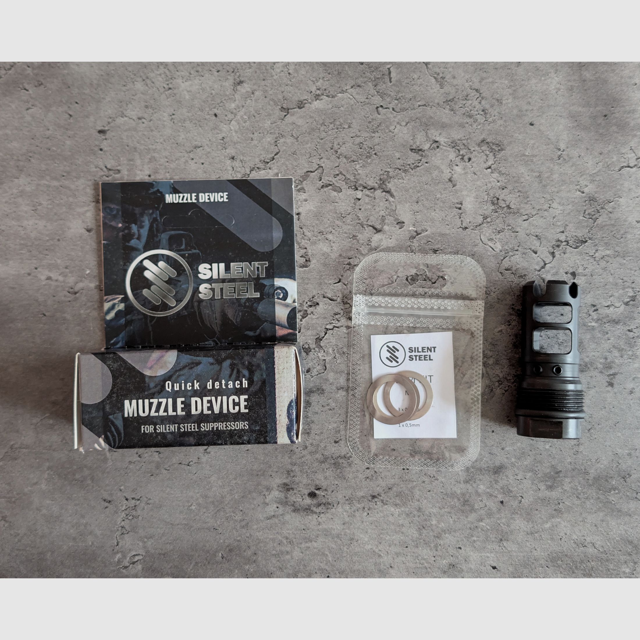 Silent Steel 5,56mm  .223 Rem Mündungsbremse M15 x 1 QD Adapter Schalldämpfer AR15 