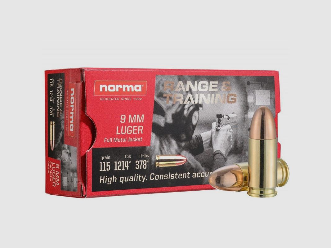 NORMA 9X19 TRAINING FMJ 115GR X50