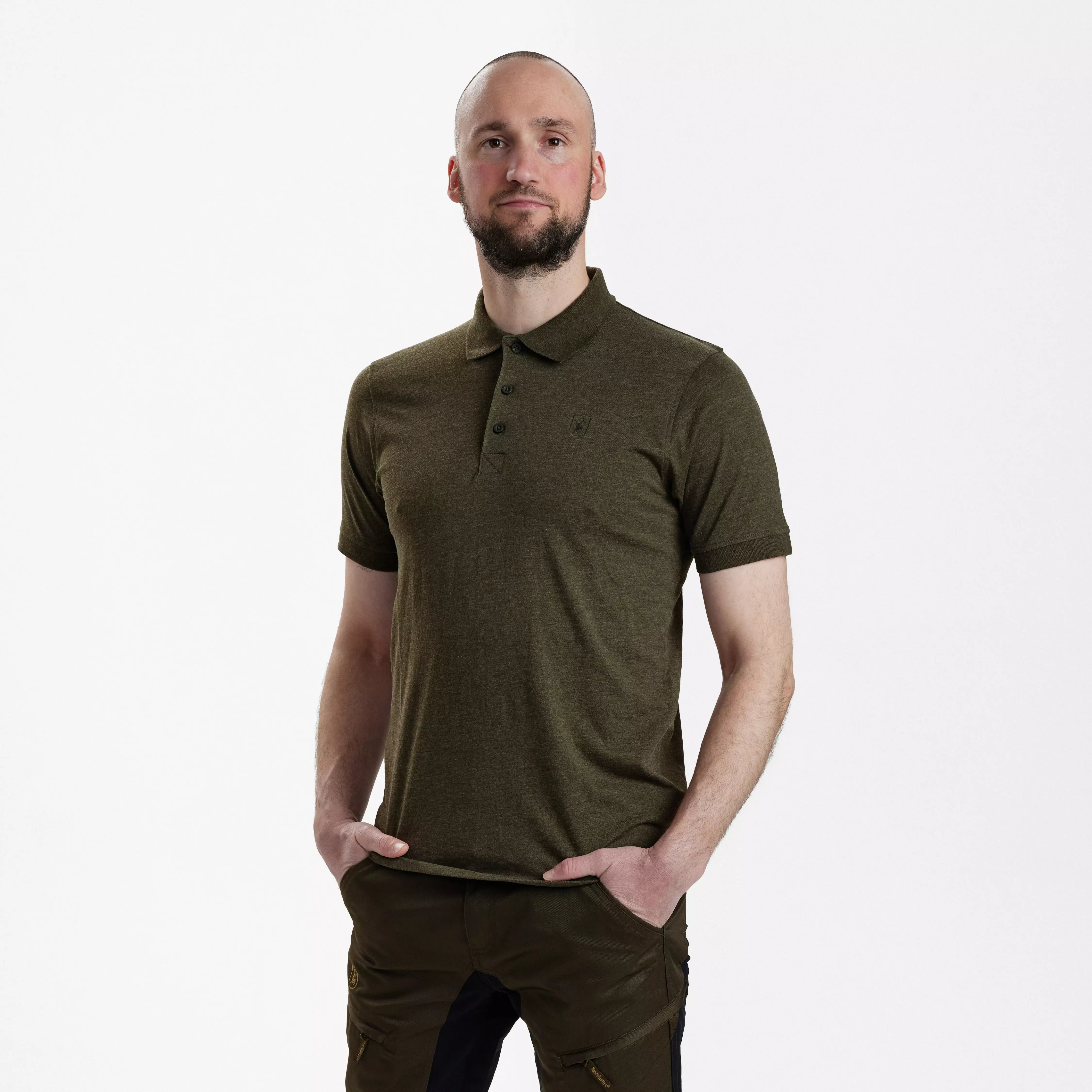 Gunnar poloshirt - Adventure Green Melange, afbeelding 1 van 5