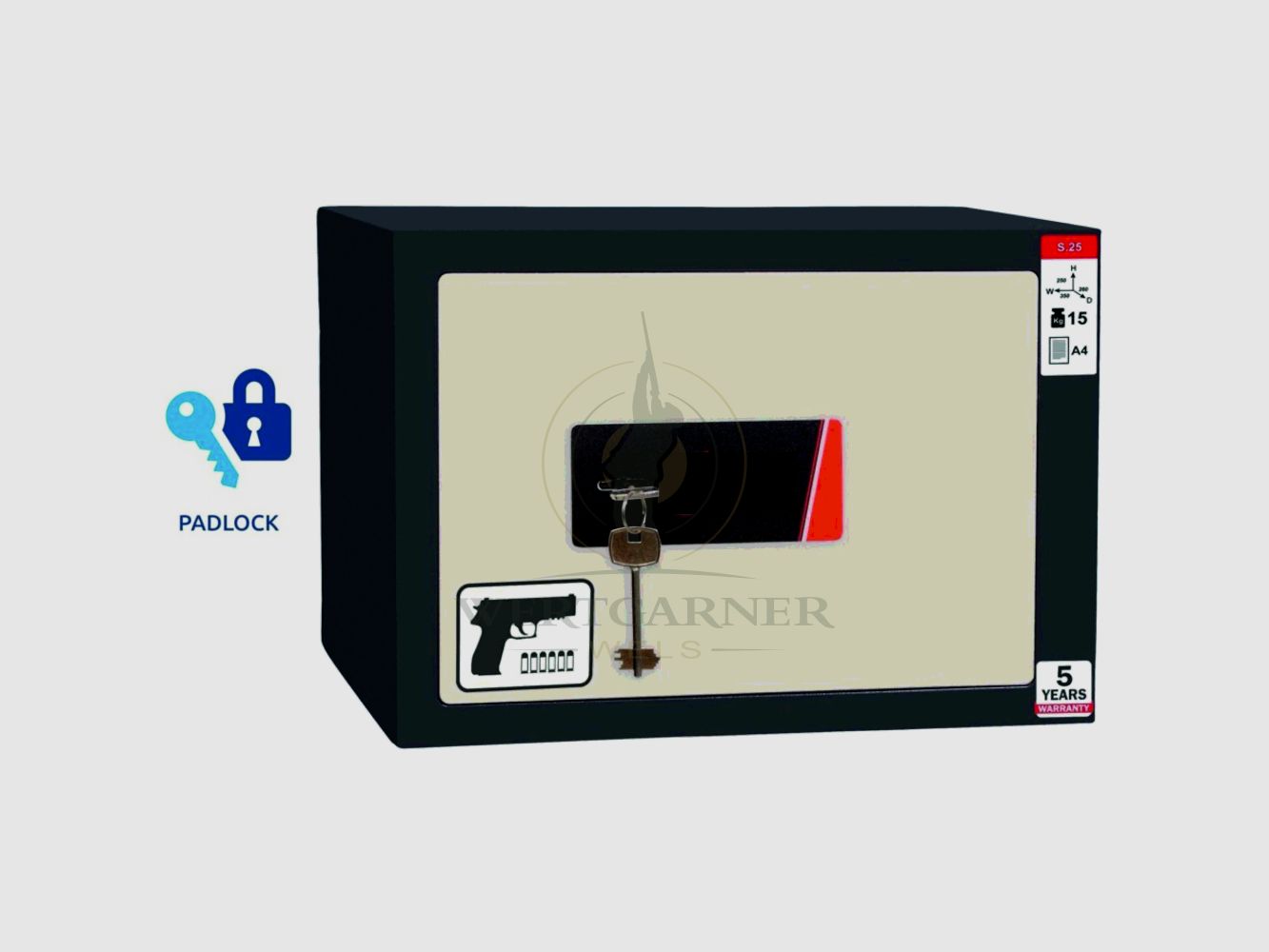 Cassaforte per armi di valore * 2 armi corte * Serratura con chiave * WW.S25.KP, immagine 1 di 2