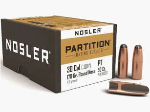Proiettile Nosler .30/.308 Partition 170GR parziale giacca 50 pezzi