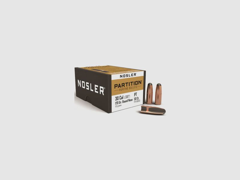 Nosler Geschoss .30/.308 Partition 170GR Teilmantel 50 Stück