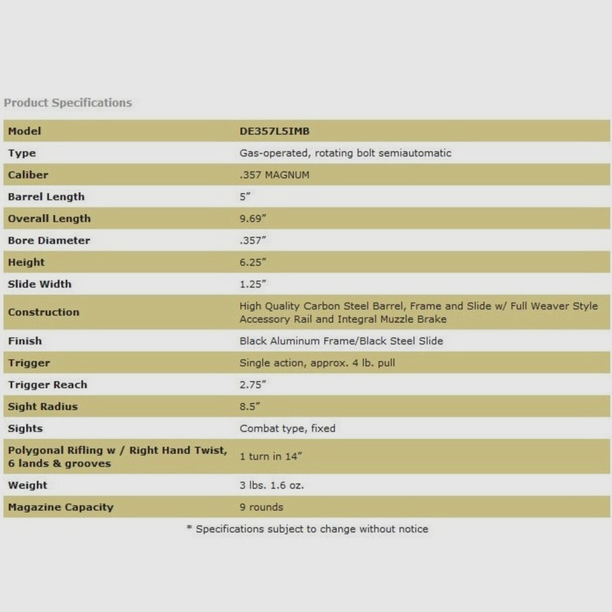 Magnum Research Desert Eagle L5" (5 Zoll) Black MB Integral .357Mag