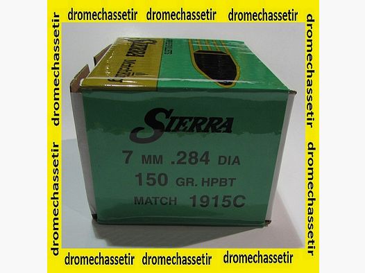 boite de 500 ogives Sierra ,7mm (0.284), 150grs HPBT Matchking , ref 1915C