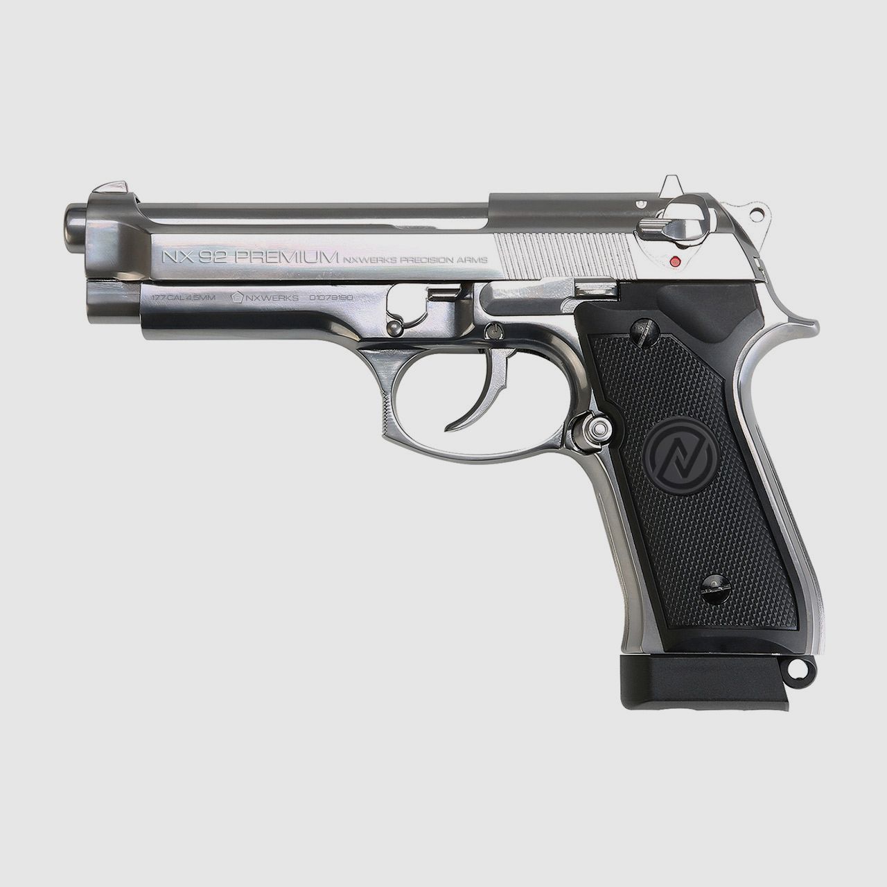 CO2 Pistole NxWerks NX 92 Premium Chrome Blowback Vollmetall Kaliber 4,5 mm BB (P18)