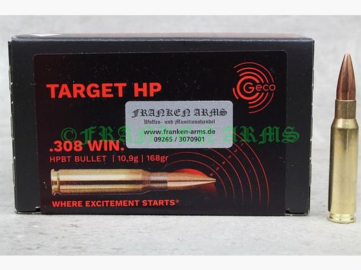 GECO Target HP .308 Win. 168gr. 10,9g 50 pièces Prix dégressifs