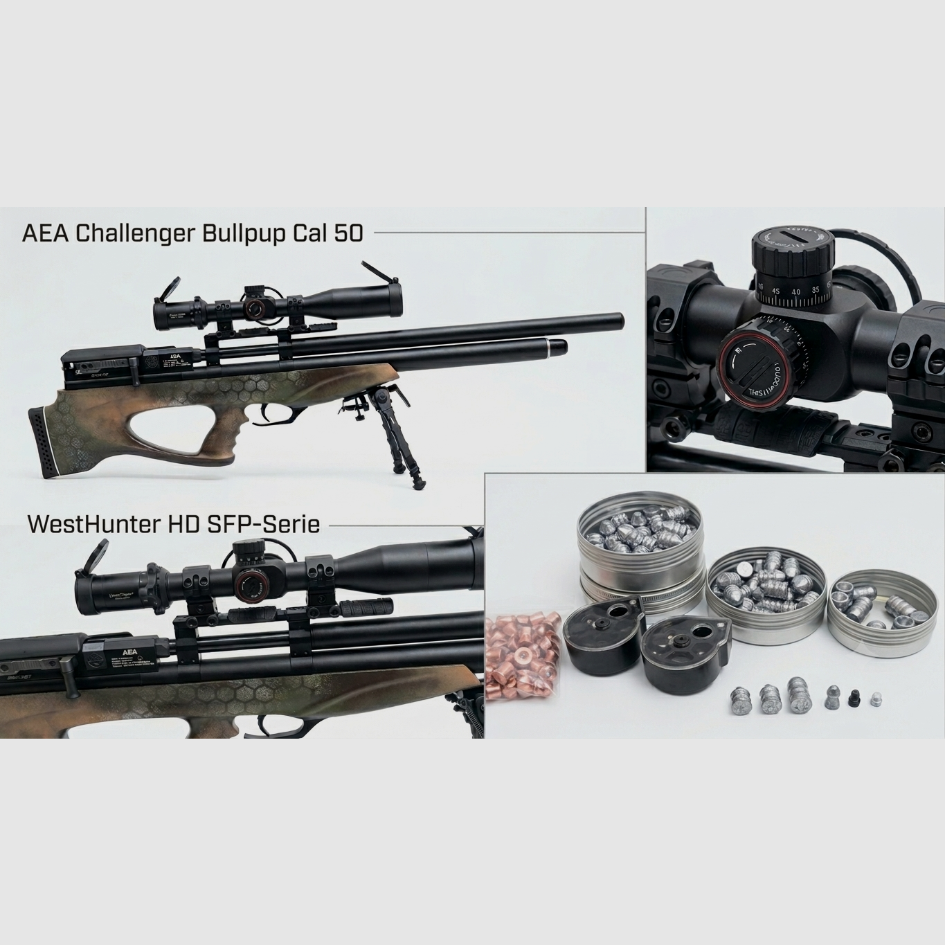 AEA Challenger Bullpup Cal 50 PCP met accessoires