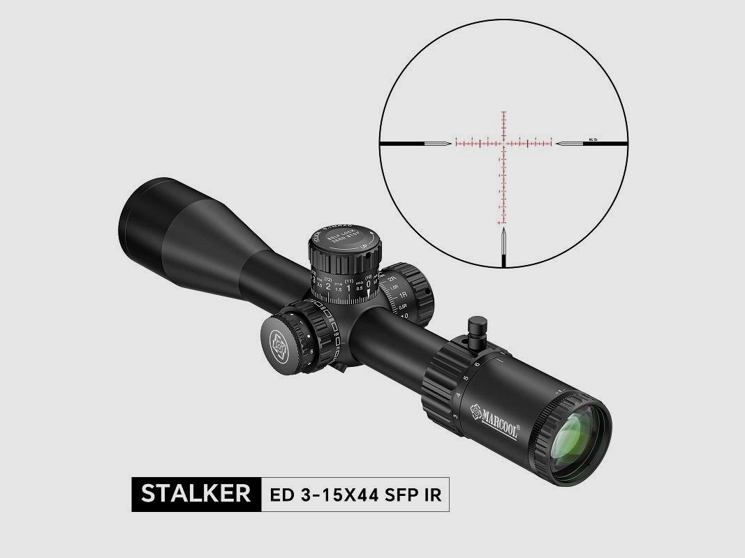 Luneta celownicza Marcool Optics STALKER ED 3-15×44 SFP IR Zero Stop +montaż 30mm, zdjęcie 1 z 7