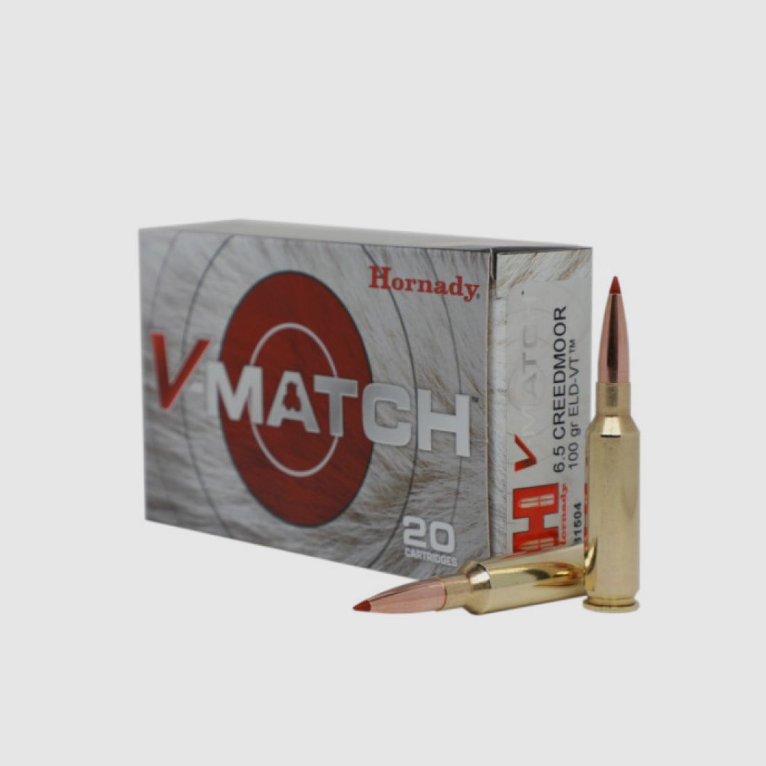 MUNITION HORNADY V-MATCH 6.5 CREEDMOOR 100 GR ELD-VT (20)