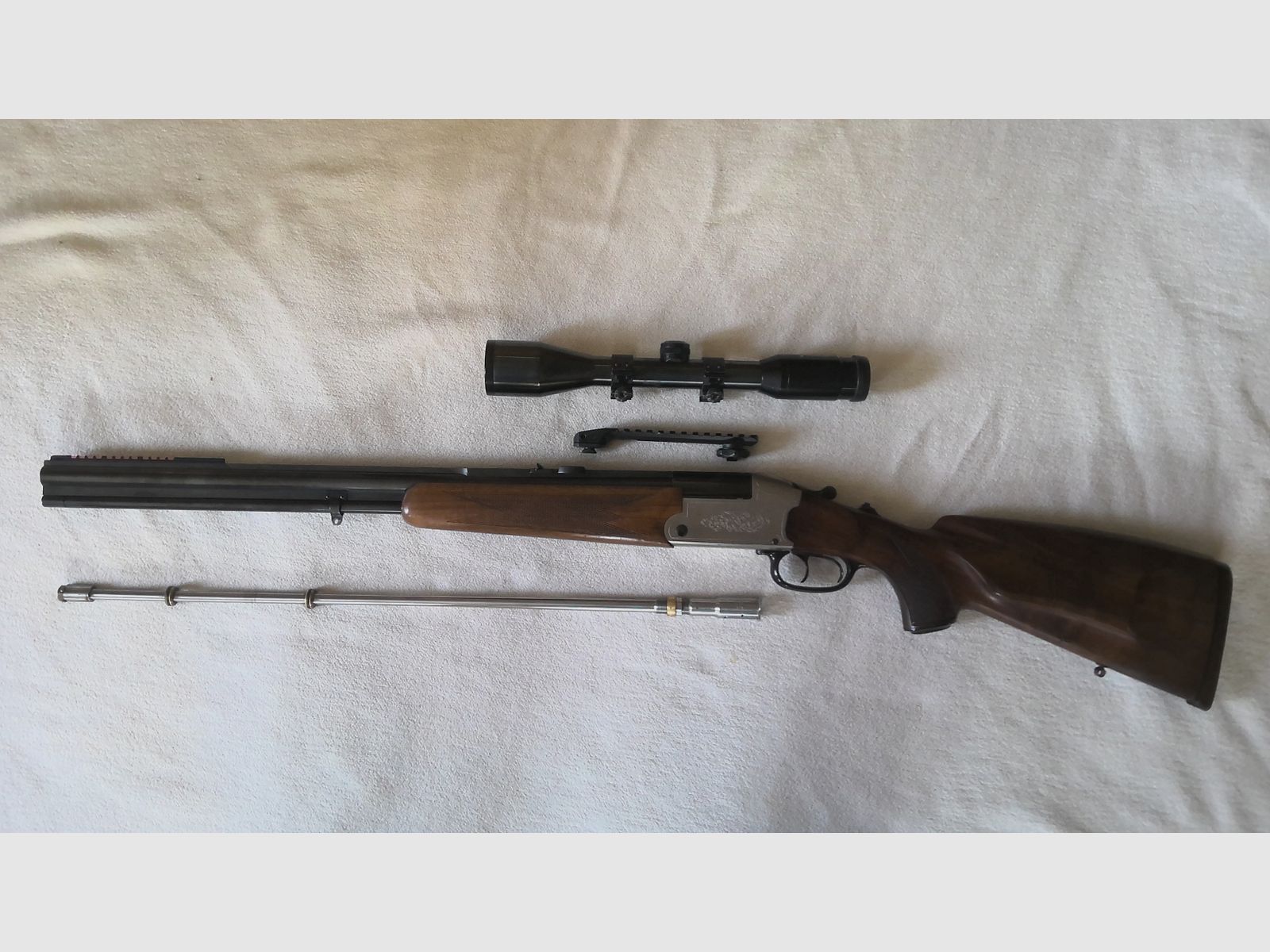 BBF Heym 22 S Handspanner, Cal. 243; 16/70 avec EL K et S 6x70r, Swarowski Habicht 6x42 montage pivotant avec rail Picatinny