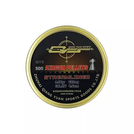 Round-nose pellets QYS Streamlined 4.49 mm / (0.620 g) / 500 pcs, image 1 of 3