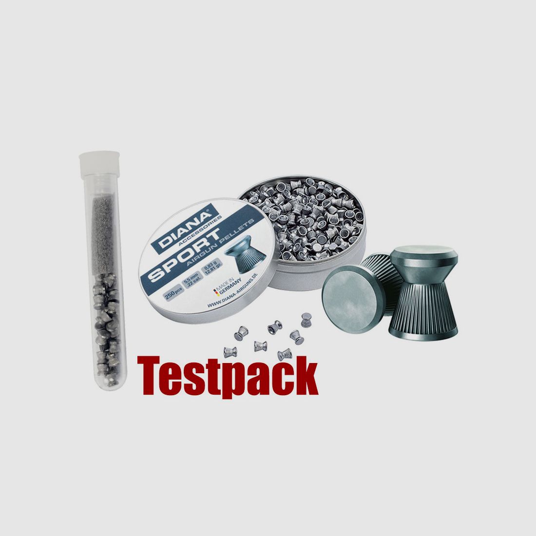 Testpack Flachkopf Diabolos Diana Sport Kaliber 5,5 mm 0,89 g geriffelt 20 StĂĽck