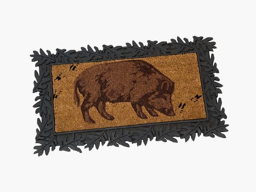 Tapis d'entrée Sanglier avec Bordure de Feuilles