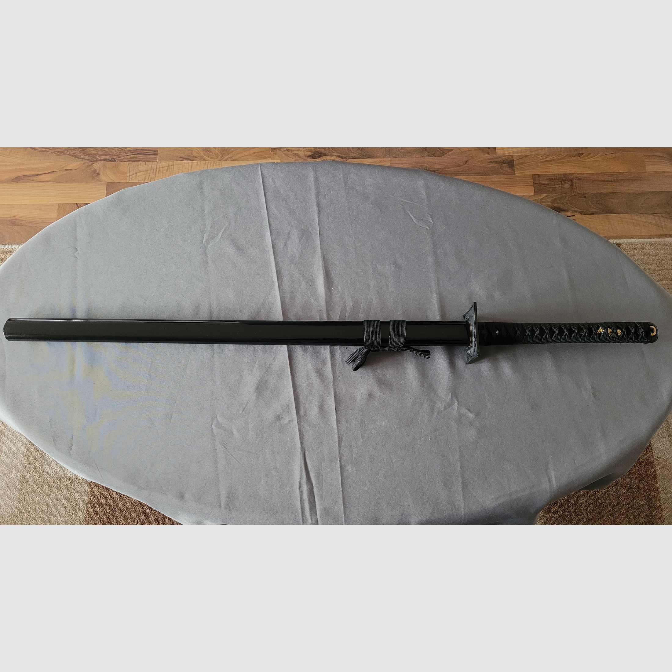 Ninjato Katana Schwert Schwarz Roter Damast wie Neu