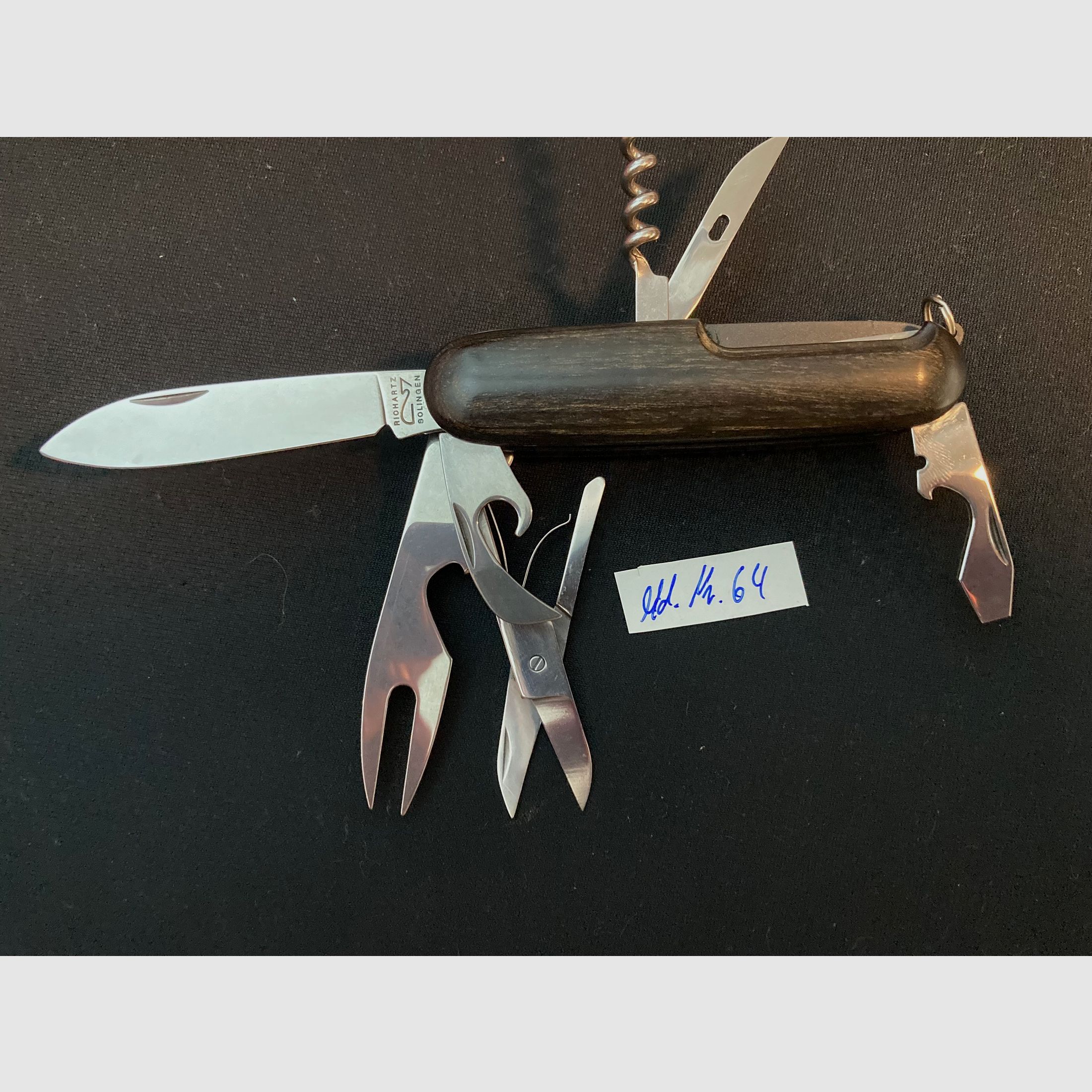 Richartz Solingen, Optima Picknick 7, Holzgriff, Messer und Gabel