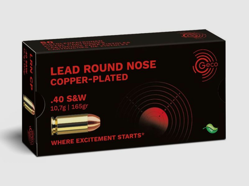 GECO .40 S&W Lead Round Nose, copper-plated 10,7g/165gr - 50 Patronen