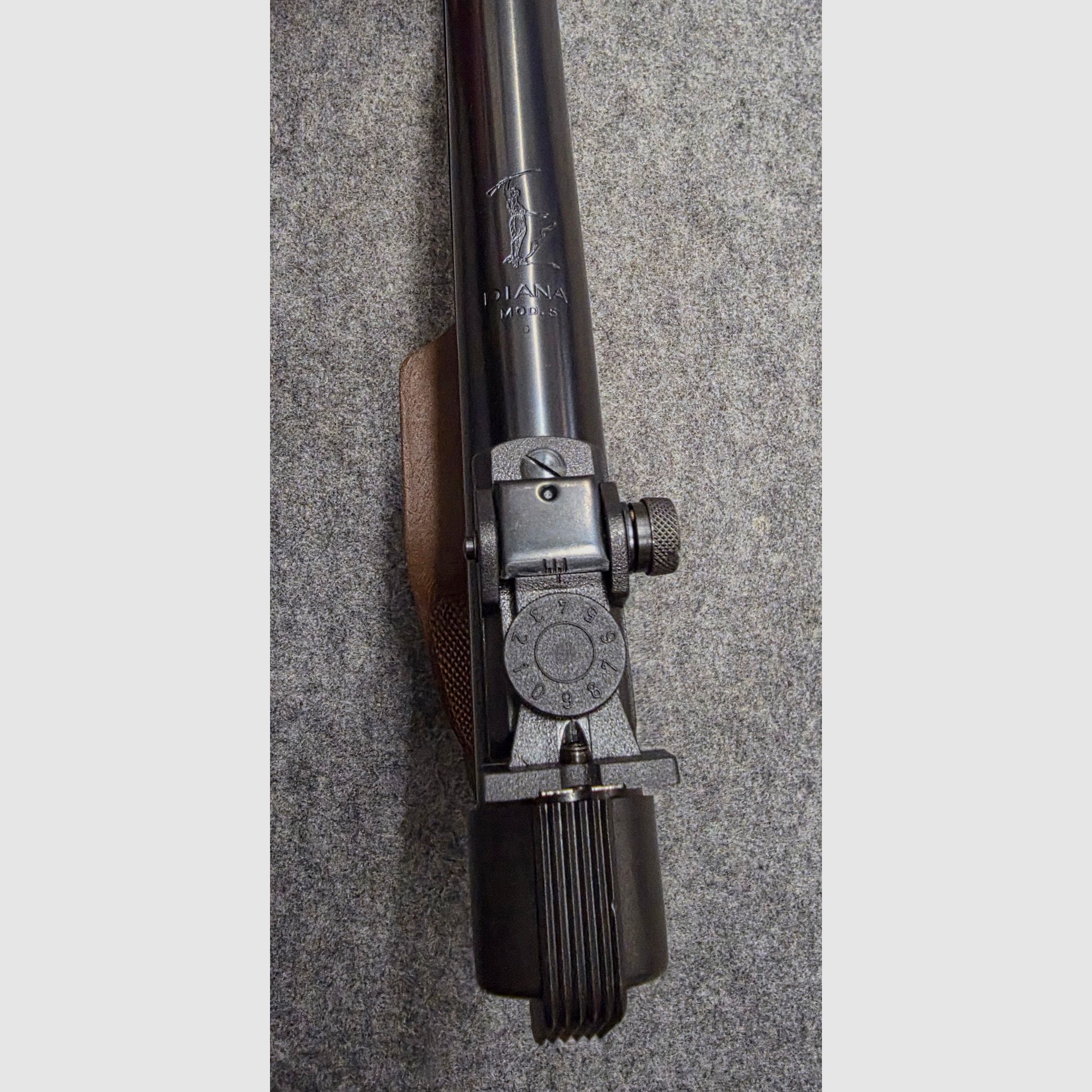 Para coleccionistas, pistola de aire comprimido Diana modelo 5 G pistola Cal. 4,5mm Diabolo Knicker en estado como nueva