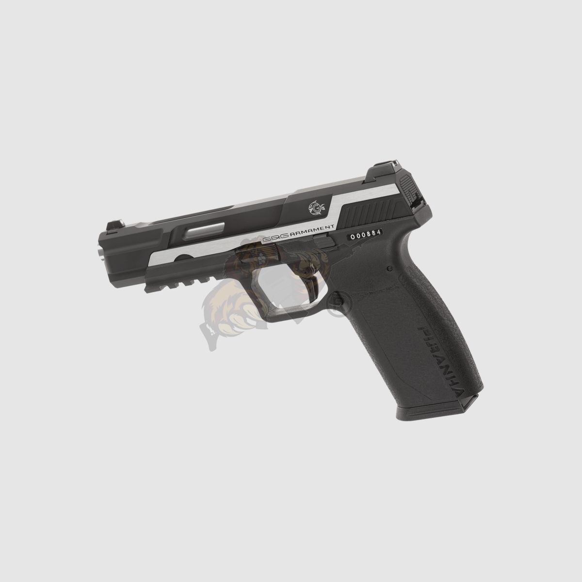 G&G Piranha Mk I GBB Airsoft Pistole in schwarz/silber -F-