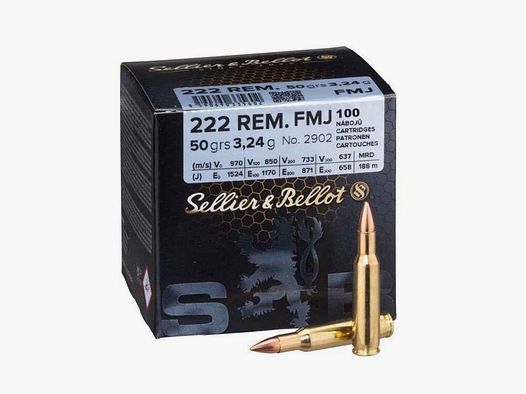 Balles Sellier & Bellot Full Metal Jacket - Cal. 222 Rem