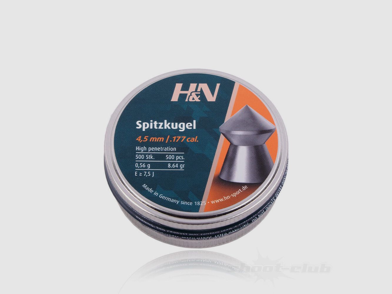 H&N Diabolo kulki szpiczaste, gładkie 4,5mm / 0,56 g / 500 sztuk